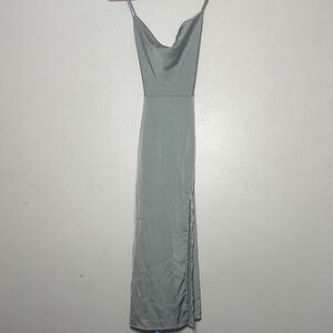 Cupshe Teal Satin Cowl Midi Slip Dress